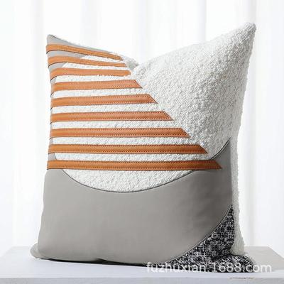 现代约轻奢沙发DEA抱枕色样板间民宿客厅靠垫橙条纹简计设师靠枕