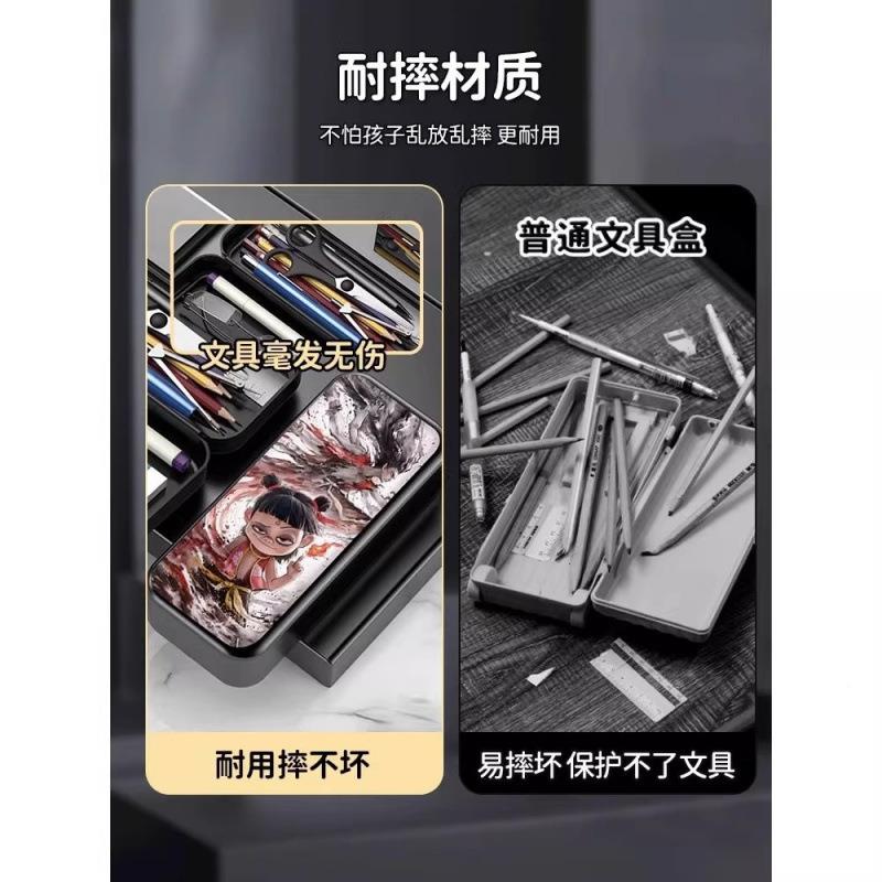 025网新款咤笔袋指纹文具盒男孩款儿童小MOV学哪生红大容量铅笔2