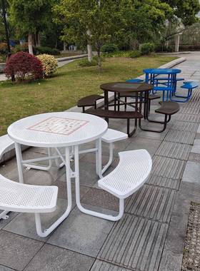 外庭金属桌椅餐厅室外露天金属网餐户状桌小区铁艺LEK休闲院桌椅