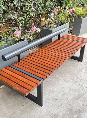 户外艺公园椅铁防腐木户外长椅庭TY-D8500院竹木成品座椅观园实林