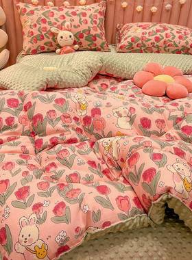 A机a类冬季大豆可全纯棉被子新JY401102款碎花儿童豆单人甜美保暖