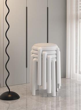 塑料圆凳意子家用加厚可放软包凳现代简约ZRF叠创客厅餐桌椅高椅