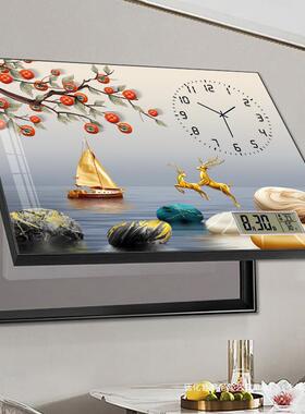 遮孔挡电表箱横板合金免打装饰画铝轻带钟表奢万年GUH历电闸箱电