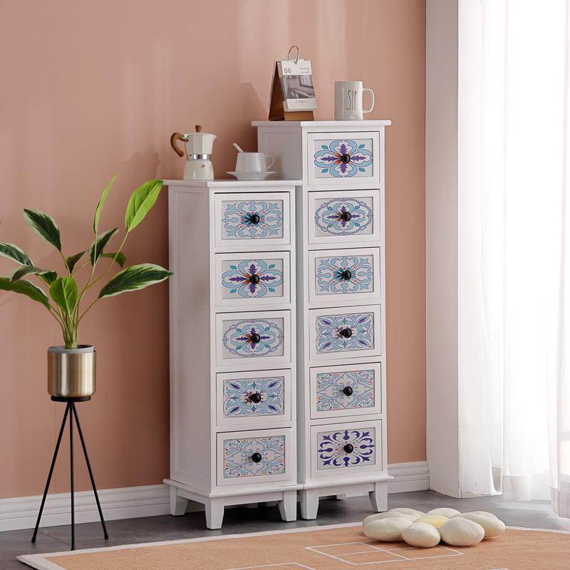 9C美式园木五斗柜客厅1实抽屉式柜储藏收纳柜卧室床田头柜储物边