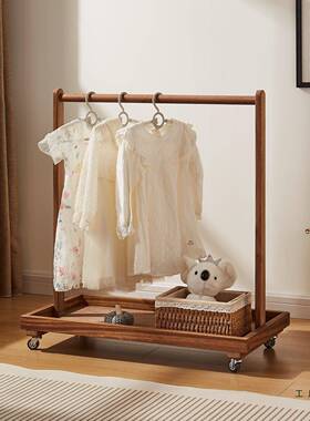 儿童挂衣落衣地物幼儿架园挂衣儿童落地榉木柜衣ZOP服双层收纳架