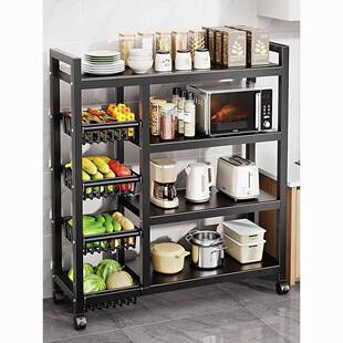 厨房置物架落地菜篮物子移动收功纳波炉蔬菜多能家用货架储es52Kf