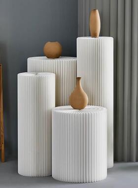 创意折叠伸缩纸展架台XOV示多功能地展示中岛落圆台货架橱窗陈列