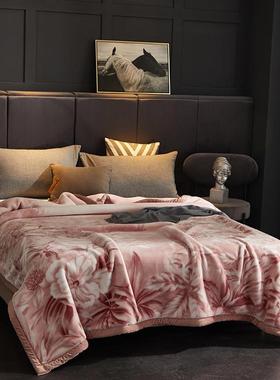 毛毯厚保加暖双人拉舍9斤层HC-02887尔云双毯安哥拉毛毯