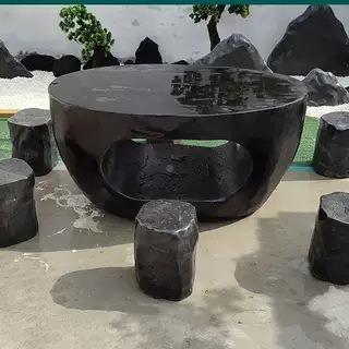 山石石桌石凳景别墅摆件用石HZ-HZ1家头户外庭院造桌子原石石块小