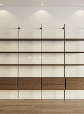 意式简书架轻JDX奢多层落书柜极金简约属靠墙置物架一字隔板地收