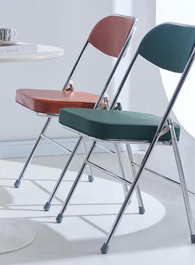 简约折椅家用折叠椅电坛镀红色办公会JCJ议椅职接员椅叠质量近天