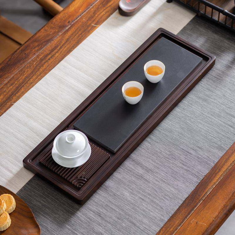 茶盘茶具客厅家用茶海电台木款茶外盘干泡托乌金zhihui36石小号茶