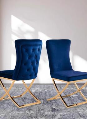 设计师背轻奢椅不锈钢布艺42196餐简约现代家休闲椅子创意用小户