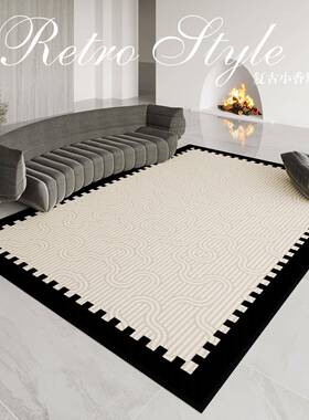 美式YIQ轻卧奢客室厅大地毯简约条纹会客地毯满铺比利时圈绒地室