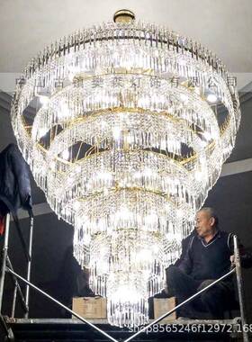 LD客灯灯水晶吊灯别35792墅大厅水晶灯E具酒店厅工程灯大堂饰设计