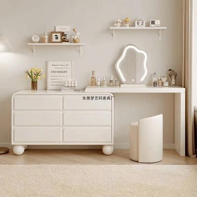 代台全实木梳妆卧室简约现多功51016能斗柜化妆台可旋转一体网红