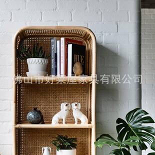 藤编书物架藤手天然74122印尼玛瑙工置架简约日式编织收纳架
