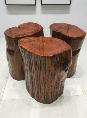 根雕凳子木墩子原树桩木桩底座茶几茶实桌大配凳板支木ZFO架原木