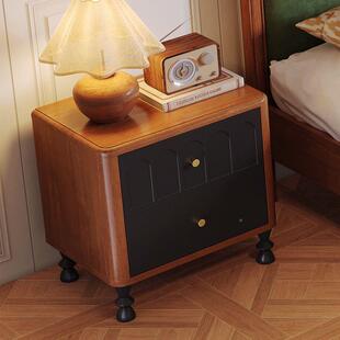 法式复风床头柜简约现代室实木储卧物柜古74122家用轻奢边床新品