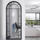 铁艺CER墙全身镜穿衣镜壁壁挂玄关复做旧民宿试衣镜镜假古窗户装