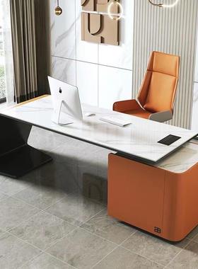 现代轻11628转奢板角书岩办公桌简桌约写字台办公室大板老板电脑