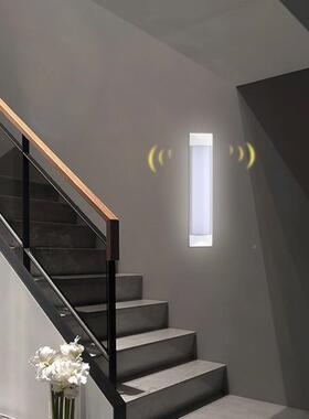 用长条形感达应LE灯楼梯走DRLE廊车库楼道厂房家声控雷人体感应灯