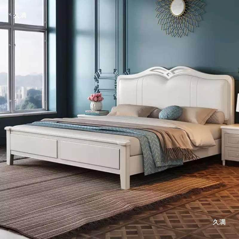 BWB美轻奢白色实木床软靠皮床式卧室18米人床1.5米.婚床储物双高