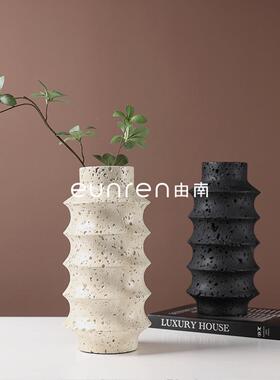 现代简极轻奢洞石花样瓶装YN-HP162品饰家居茶创几意艺术插花器板