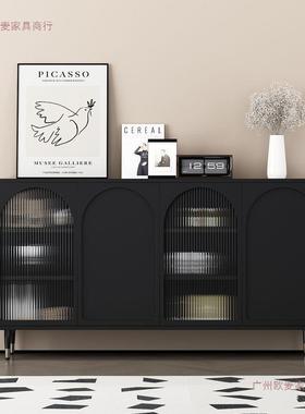 厅法式黑色复餐边柜玄古关一体餐厨房收纳柜靠墙碗柜OKX酒柜茶柜