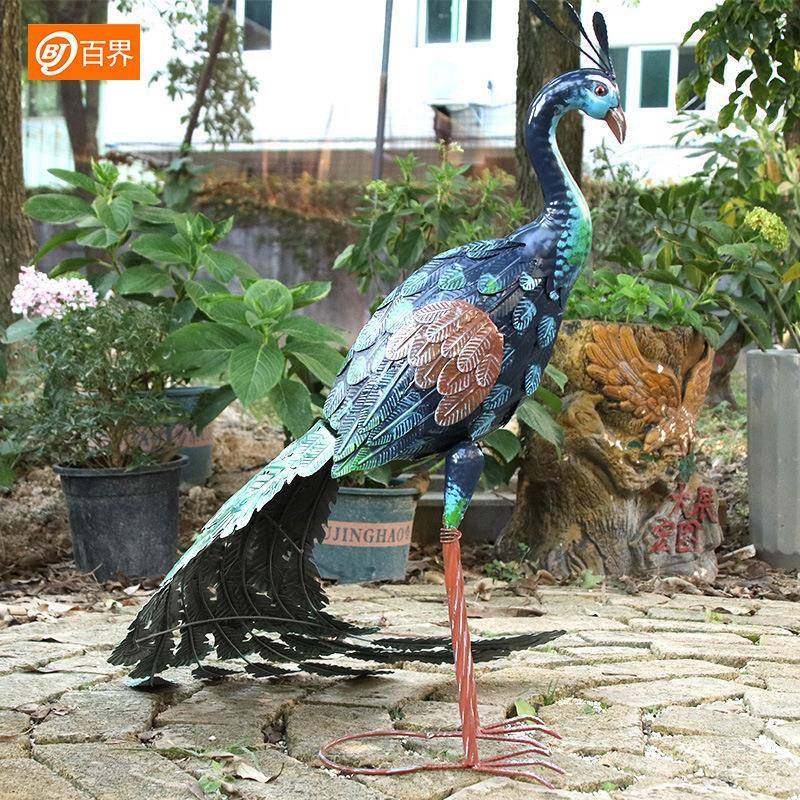美式乡村复铁艺大孔雀BJ2095落地摆古件园阳台花客厅庭院店铺创意