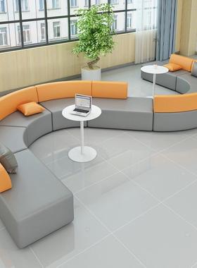 简约现MLBG087代意异商场大厅休息形等候区皮发布艺休闲办公沙茶