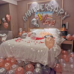 情人节结纪念日布气球恋爱365天置一737婚周年浪漫婚求表白房间装