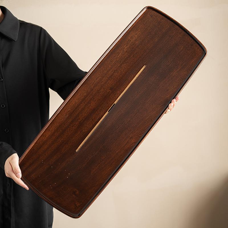 黑檀整DQ4wHMJe块切割实木茶排盘家用型水式大小号茶台茶海长方木