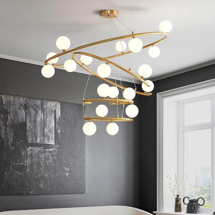 简现代复式楼客厅大吊灯别墅44212厅中楼餐约创意挑高家楼用loft,家装灯饰光源,智能吊灯,淘宝优惠券,粉丝福利购,淘宝优惠卷