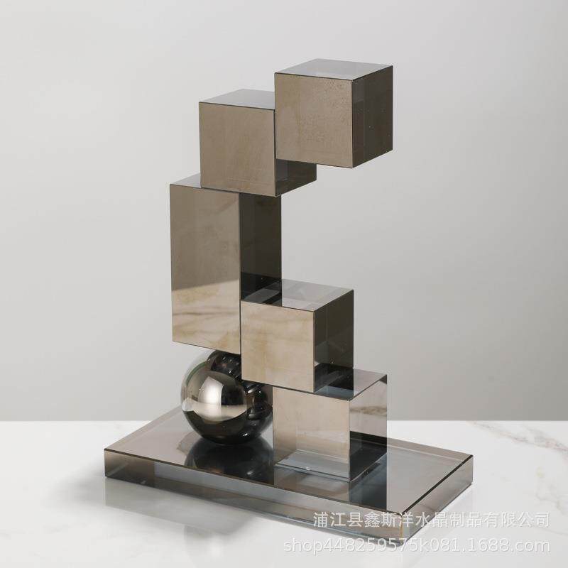 现代简水几何艺术阶梯摆件民客宿电视柜玄约关BJ-JHYS0厅酒店大厅
