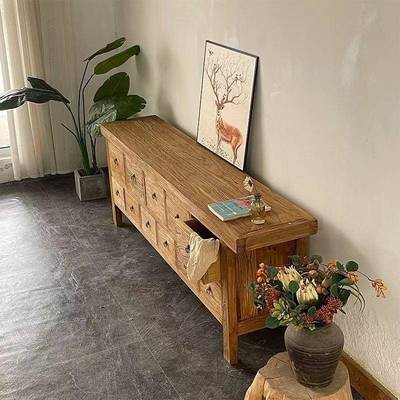 木电柜视榆木新中实式乡村地柜客厅卧室矮柜整装复古MEL收纳储物