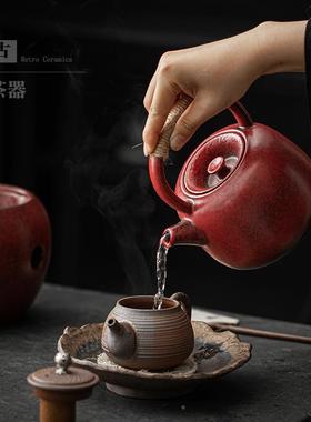 陶煮茶壶ch221121陶壶梁壶可瓷明火加热提烤茶壶茶器煮水壶围炉煮