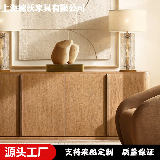 美式复古实木做旧玄关餐边柜