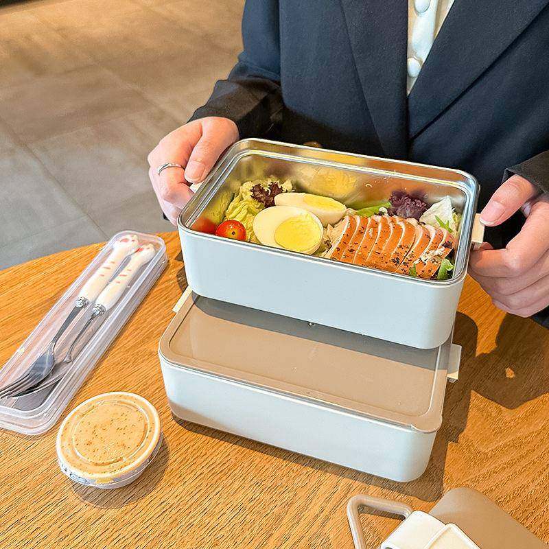 保温多饭盒带盖上班族小学生专用EBO03不锈钢分隔式水果盒便当4盒