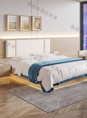 直快捷酒店间家具标全套房公寓宾馆民宿床箱床头柜床屏套工EZM厂