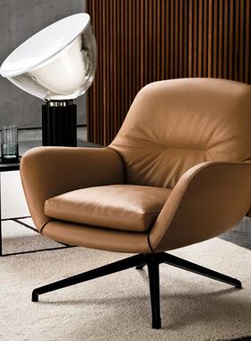 转旋椅单人子设计师单椅客厅奢意式极简高KTW端创意轻休闲单人沙