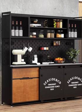 fE铁茶水柜客厅艺收纳柜储边物柜柜置物柜L工业风餐边柜靠Z313-3