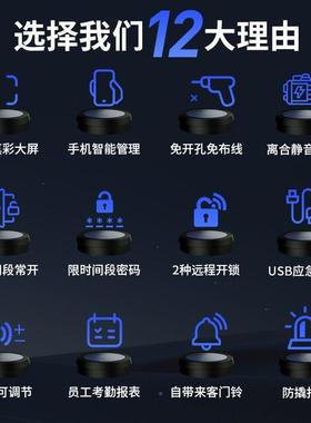 办公室玻IEK璃门密锁子免孔有框无框单双开指纹锁电智开能锁码门