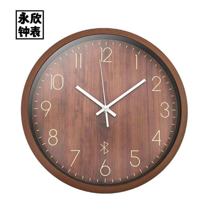 亚马逊永欣机芯蓝牙挂钟创意田园风简约墙壁时钟一件代发蓝牙对时