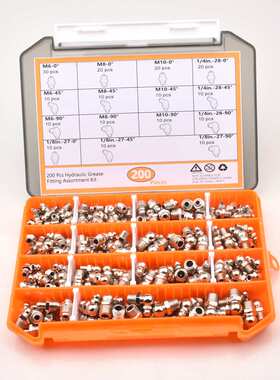 200pcs公制M6M8M10英制美制1/4SAE1/8NPT黄油嘴套装--QP152