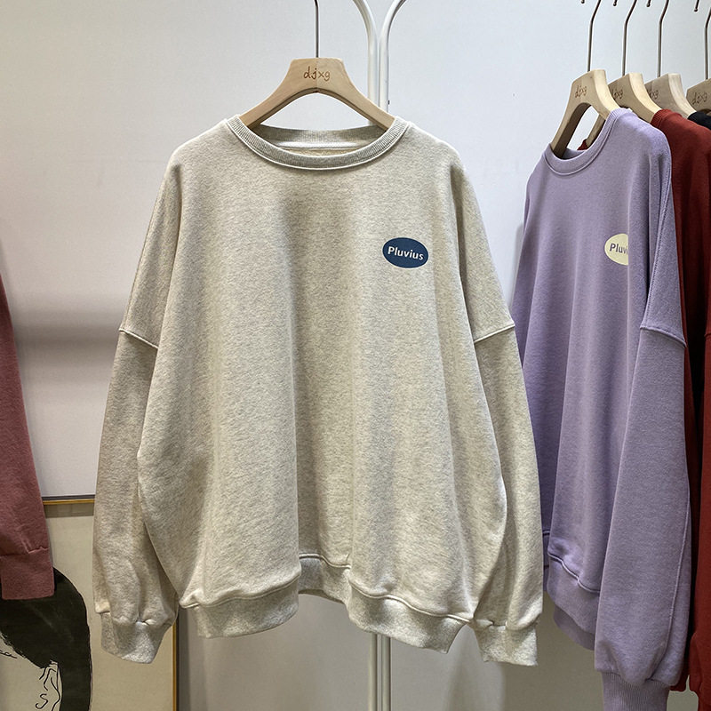 洋气减龄长袖薄款圆领卫衣女棉 休闲韩系宽松卫衣外套女春装衣服