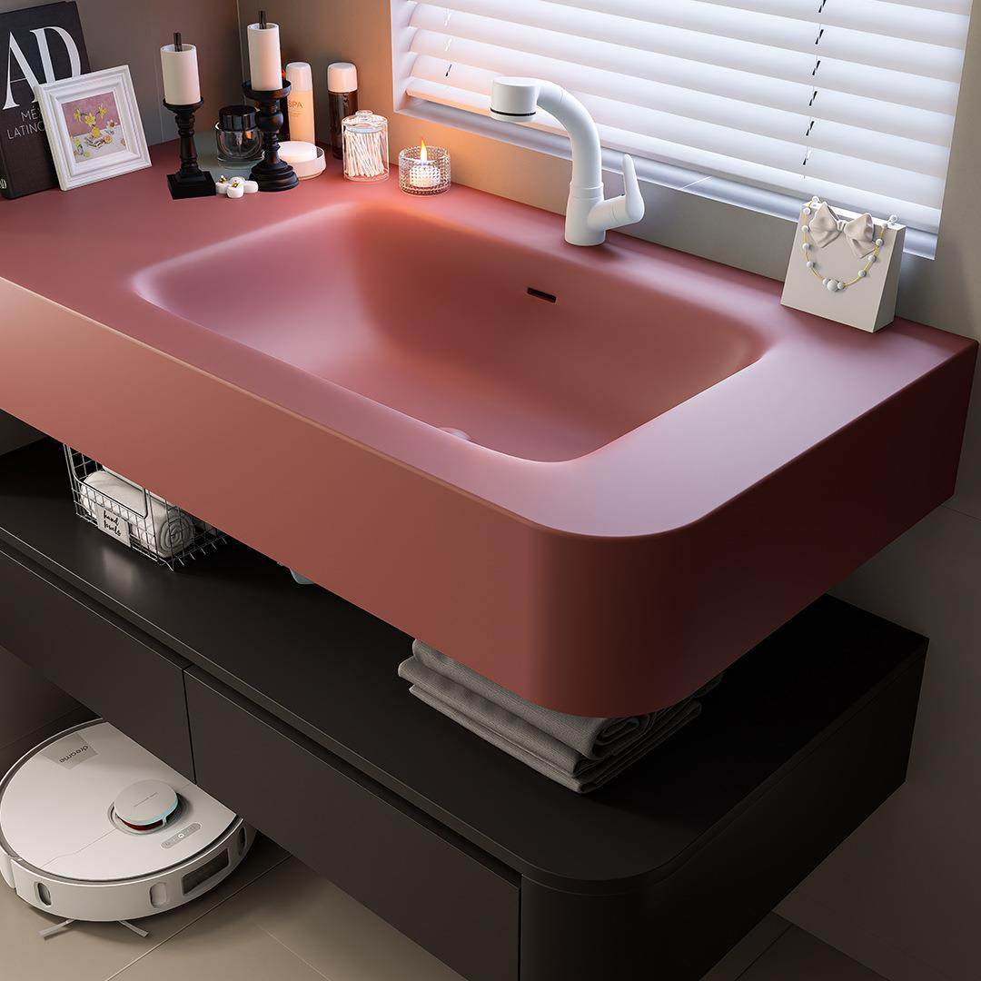 杜丽家哈堡唇印可丽耐一体盆浴室柜组合轻奢酒店风洗漱台洗手脸盆