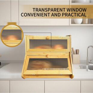 木质面包储存箱可组装厨房双层收纳箱可拆卸实木面包箱防尘箱