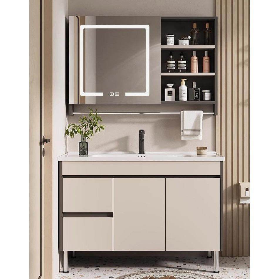 家用落地洗衣台洗水槽带搓衣板实木洗衣柜一体台盆柜阳台洗衣水池