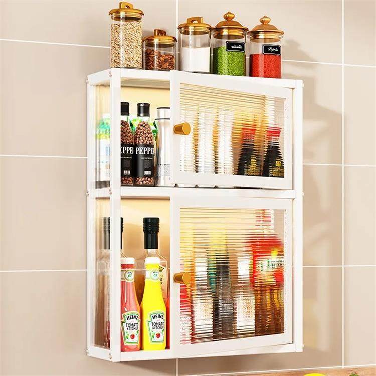 防尘带门厨房免打孔壁挂置物架墙上调味料瓶收纳盒柜多功能储物架,厨房/烹饪用具,抹布架/厨房清洁收纳架,淘宝优惠券,粉丝福利购,淘宝优惠卷